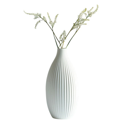 Purn Modern Minimalist Ceramic Bud Vase - Matte White Ribbed Flower Vase for Home Decor