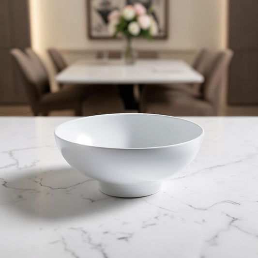 Purn Japanese Style Ceramic Fruit Bowl - Matte White Decorative Pedestal Bowl